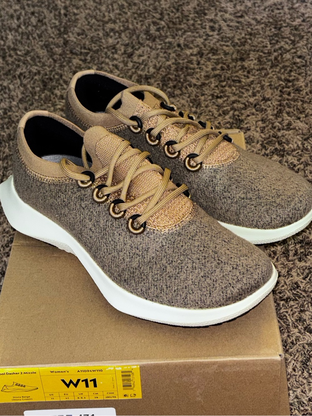 Allbirds Wool Dasher 2 Mizzles Womens Sz 11 Stony Beige Running Shoes Sneakers